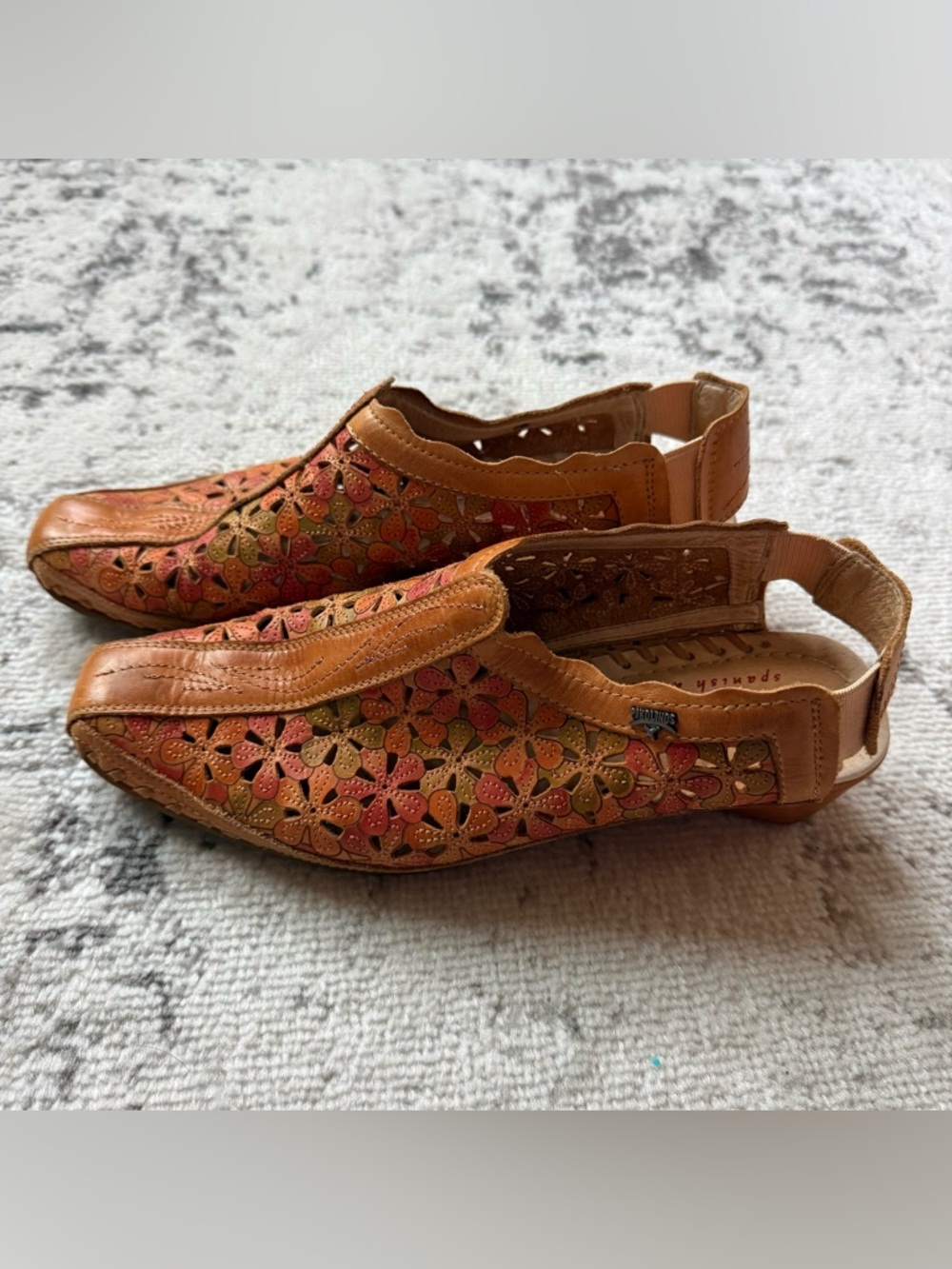 PIKOLINOS Tan Multi Floral Cutout Slingback clog